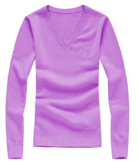 Bavlněný svetr s V výstřihem fialový